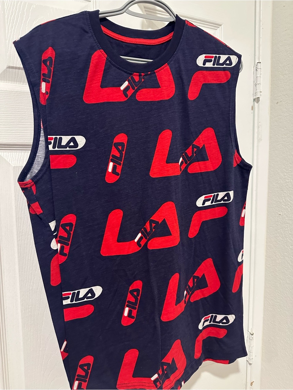 Fila Navy Tank Top with Red Logo Print